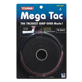 Tourna Overgrip Mega Tac (extreme Griffigkeit, haltbar, breit) schwarz 10er
