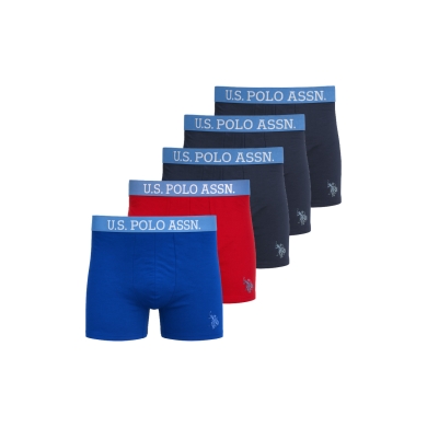 U.S. Polo Assn. Unterwäsche Boxershorts US16133 (Baumwolle) navyblau/rot/blau Herren - 5 Stück