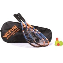 Vicfun Speed-Badminton Junior Set 100 (2xSchläger, 3xBälle, 1xTasche) blau/orange
