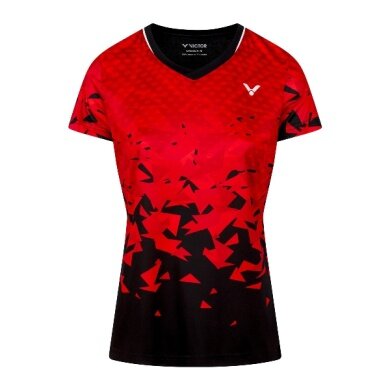 Victor Sport-Shirt T-54101 D (100% Polyester) rot/schwarz Damen
