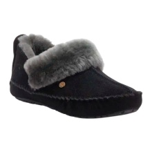 Warmbat Hausschuhe Barrine Suede (Wildleder, Merinowolle) schwarz Damen