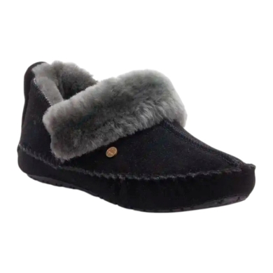Warmbat Hausschuhe Barrine Suede (Wildleder, Merinowolle) schwarz Damen