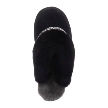 Warmbat Hausschuhe Pantoffel Flurry Suede Tape mit Merino Schaffell schwarz Damen