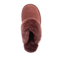 Warmbat Hausschuhe Pantoffel Flurry Suede mit Merino Schaffell braunrot Damen