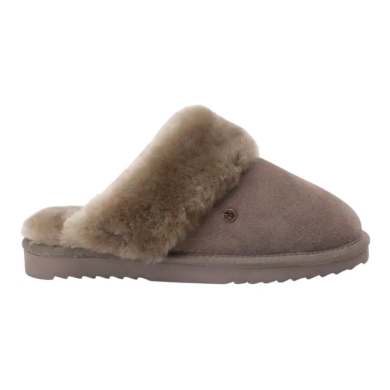 Warmbat Hausschuhe Pantoffel Flurry Suede mit Merino Schaffell moss/hellbraun Damen