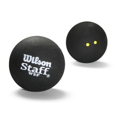 Wilson Squashball Staff (2 gelbe Punkt, Speed sehr langsam) schwarz - 1 Ball