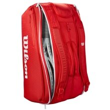Wilson Tennis-Racketbag Super Tour 2025 (Schlägertasche, 3 Hauptfach) rot 15er