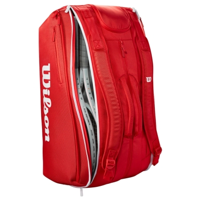 Wilson Tennis-Racketbag Super Tour 2025 (Schlägertasche, 3 Hauptfach) rot 15er