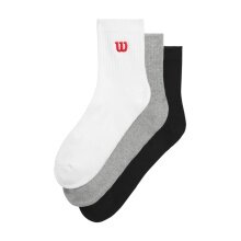 Wilson Tennissocken Quarter Logo weiss/grau/schwarz Herren - 3 Paar