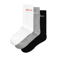 Wilson Tennissocken Crew Logo weiss/grau/schwarz Herren - 3 Paar
