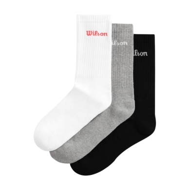 Wilson Tennissocken Crew Logo weiss/grau/schwarz Herren - 3 Paar