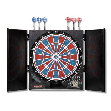 Karella Dartscheibe Dartautomat CB-25 - E-Dartscheibe für 8 Spieler, inkl. 6 Darts, 29 Spiele, 90 Spielvarianten