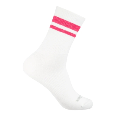 Wrightsock Tennissocke Crew Stride (wadenhoch, mitteldick, Anti-Blasen-Socke) weiss/pink - 1 Paar