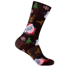 Wrightsock Alltag-Wandersocke Crew Eco Explore Motivsocke (Weihnachten, Anti-Blasen-Socke) braun - 1 Paar