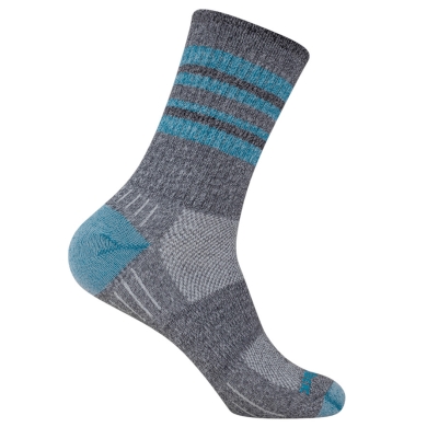 Wrightsock Wandersocke Crew Escape (extra Frottee-Polsterung, mitteldick) grau/türkis - 1 Paar