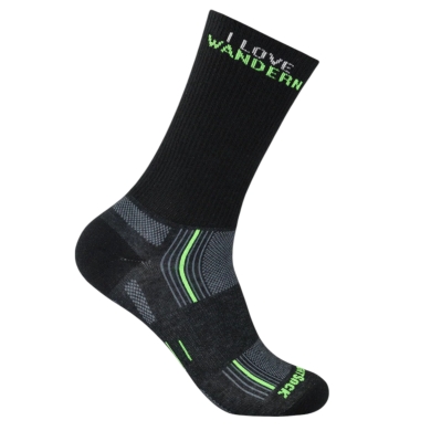 Wrightsock Alltag-Wandersocke Crew Stride Motivsocken (Anti-Blasen-Socke) schwarz - 1 Paar