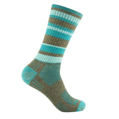 Wrightsock Wandersocke Crew Adventure (warm, gepolstertes Fußbett) braun/tealblau - 1 Paar