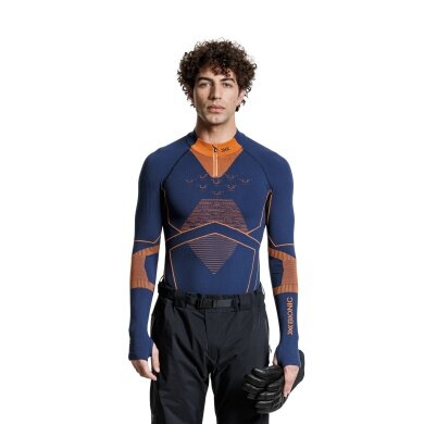 X-Bionic Funktions-Langarmshirt Energy Accumulator Light Half Zip Unterwäsche marineblau/orange Herren