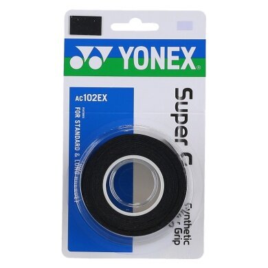 Yonex Overgrip Wet Super Grap 0.6mm (Komfort/glatt/leicht haftend) schwarz 3er