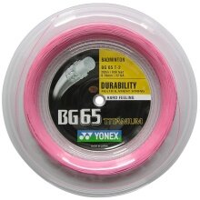 Yonex Badmintonsaite BG 65Ti (Haltbarkeit+Power) pink 200m Rolle