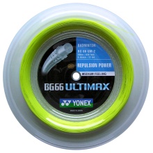 Yonex Badmintonsaite BG 66 Ultimax (Power+Komfort) gelb 200m Rolle