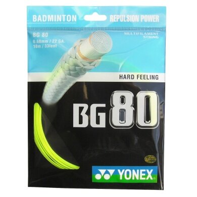 Yonex Badmintonsaite BG80 (Kontrolle+Touch) gelb 10m Set