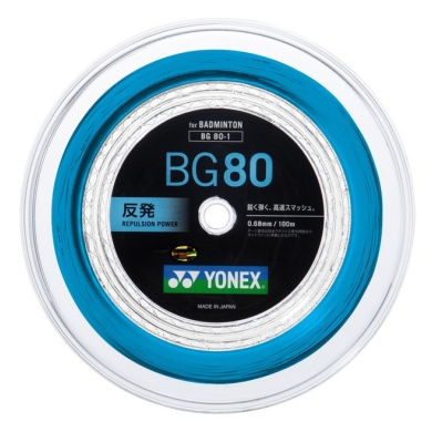 Yonex Badmintonsaite BG80 (Kontrolle+Touch) hellblau 200m Rolle