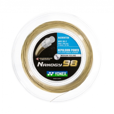 Yonex Badmintonsaite Nanogy 98 (Power+Touch) gold 200m Rolle