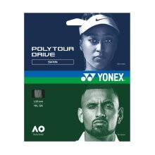 Yonex Tennissaite Poly Tour Drive 1.25 (Haltbarkeit+Spin) silber 12m Set