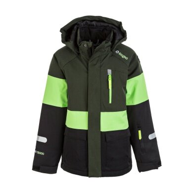 Zigzag Winter-Skijacke Taylora W-PRO 15.000 (4-Wege-Stretch, wasserdicht, winddicht) schwarz/lime/grün Kinder