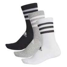 adidas Sportsocken Crew Cushion 3-Stripes (durchgehend gepolstert) grau/weiss/schwarz - 3 Paar