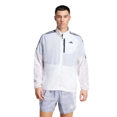 adidas Lauf-Trainingsjacke Own the Run 3-Streifen Packable weiss Herren