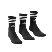 adidas Sportsocken Crew 3-Streifen Cushioned (Fußgewölbeunterstützung, durchgehend gepolstert) schwarz/weiss - 3 Paar