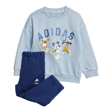 adidas Trainingsanzug Disney Micky Maus (Baumwolle, weiches Material) hellblau/navyblau Kleinkinder