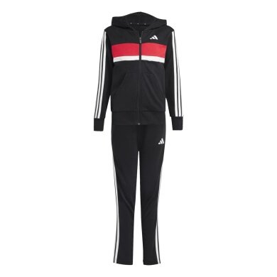 adidas Trainingsanzug Seasonal Essentials Tiberio 3-Streifen schwarz/weiss/rot Jungen