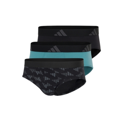 adidas Unterwäsche Slip Brief Active Flex Cotton - schwarz/telablau/grau - 3 Stück