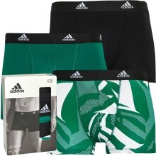 adidas Unterwäsche Boxershorts Trunk Cotton Multi schwarz/grün/weiss - 3 Stück