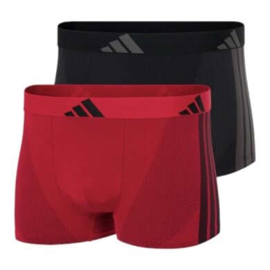adidas Unterwäsche Boxershorts Trunk Active Micro Stretch Seamless - schwarz/rot - 2 Stück