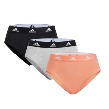 adidas Unterwäsche Slip Bikini (95% Baumwolle) orange/grau/schwarz Damen - 3 Stück