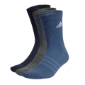 adidas Sportsocken Crew Cushioned (Fußgewölbeunterstützung, durchgehend gepolstert) blau/grau - 3 Paar