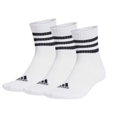 adidas Sportsocken 3-Streifen Cushioned Sportswear Mid-Cut (Baumwolle) weiss/schwarz - 3 Paar