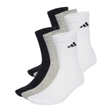 adidas Sportsocken Crew Cushion New Logo (durchgehend gepolstert) mehrfarbig weiss/grau/schwarz - 6 Paar
