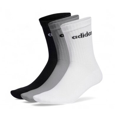 adidas Sportsocken Linear Crew Cushioned (Baumwolle) weiss/grau/schwarz - 3 Paar