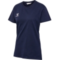 hummel Sport/Freizeit-Shirt hmlGO 2.0 (Bio-Baumwolle, klassisch Design) Kurzarm marineblau Damen