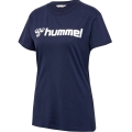 hummel Sport/Freizeit-Shirt hmlGO 2.0 Logo (Bio-Baumwolle) Kurzarm marineblau Damen
