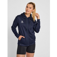 hummel Sport-Kapuzenjacke hmlCORE XK Poly Zip Hood Sweat (Polyester-Sweatstoff) mit Kapuze marineblau Damen