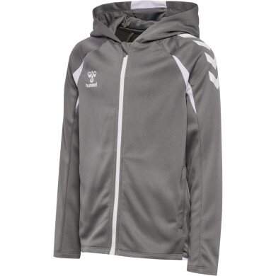 hummel Kapuzenpullover hmlCORE 2.0 Full-Zip Hoodie (100% rec. Polyester) grau/weiss Kinder
