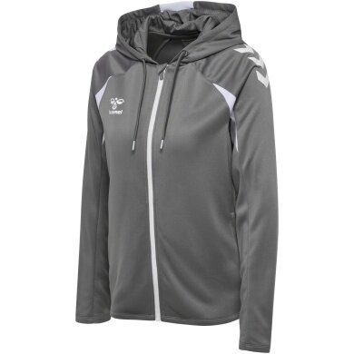 hummel Kapuzenpullover hmlCORE 2.0 Full-Zip Hoodie (100% rec. Polyester) grau/weiss Damen