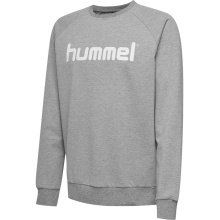 hummel Pullover Basic hmlGO Cotton Sweatshirt Big Logo (Baumwolle) grau Kinder