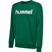 hummel Pullover Basic hmlGO Cotton Sweatshirt Big Logo (Baumwolle) dunkelgrün Kinder